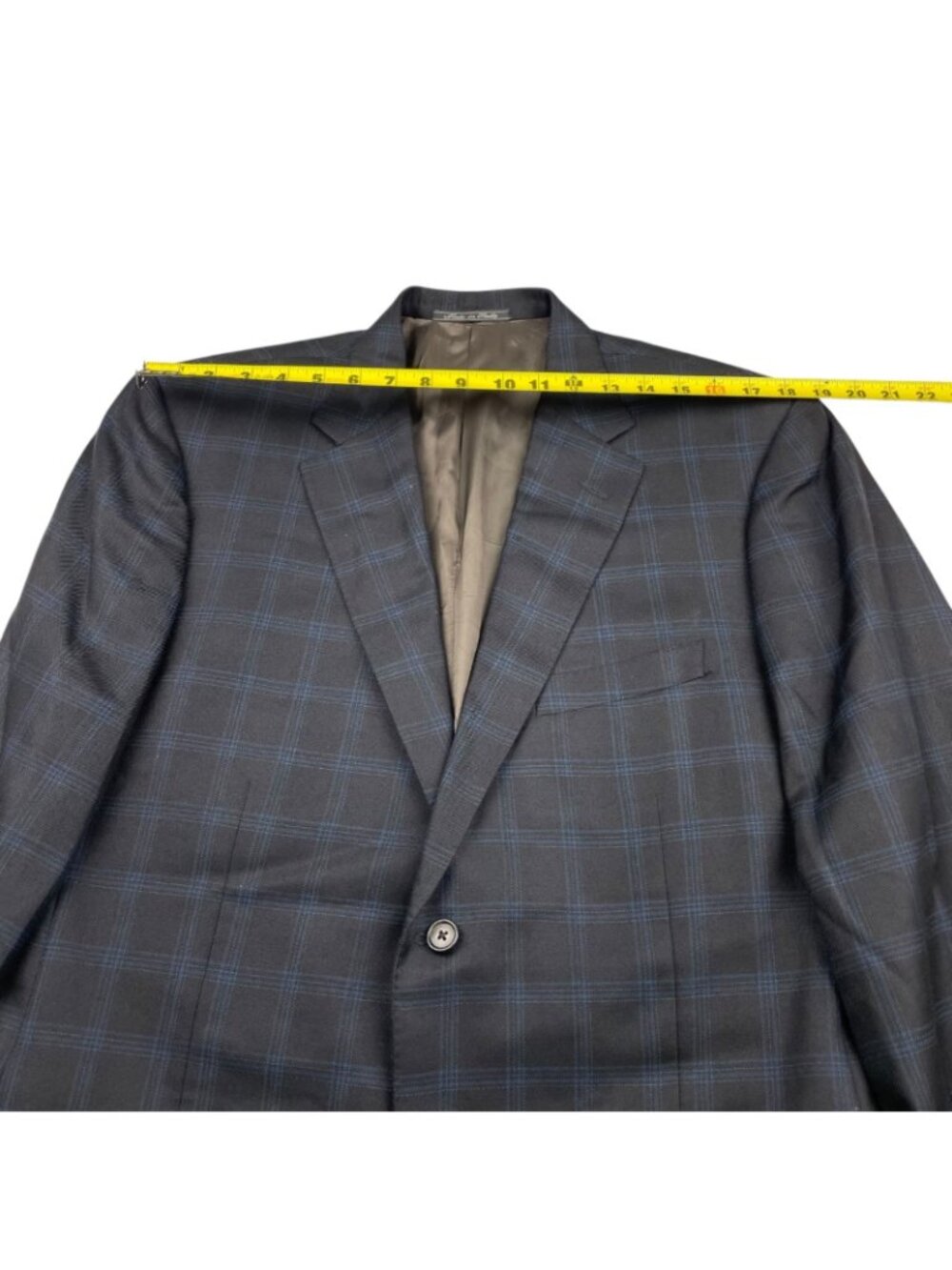 Corneliani Men's Wool/Cashmere Blazer Black/Blue Windowpane Plaid • Italy • 44R - Picture 12 of 12
